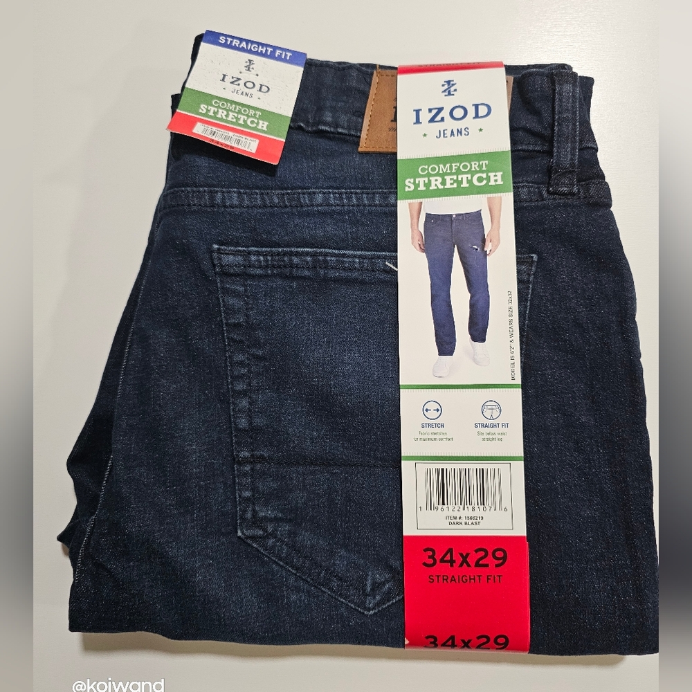 IZOD Men's Comfort Straight Jeans Stretch - Picture 11 of 16